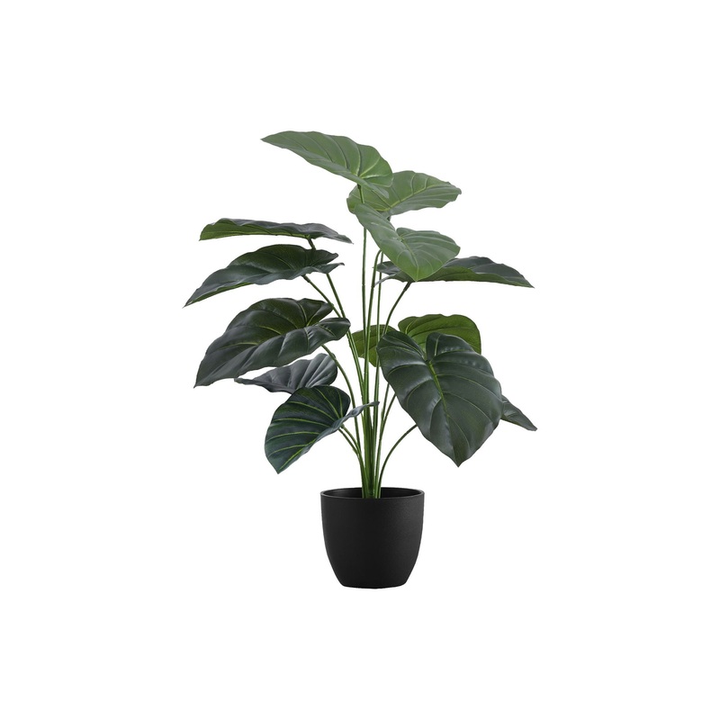 24" Tall, Artificial Plant, Alocasia, Indoor, Faux, Fake, Table, Greenery, Potted, Real Touch, Decorative - Green / Black