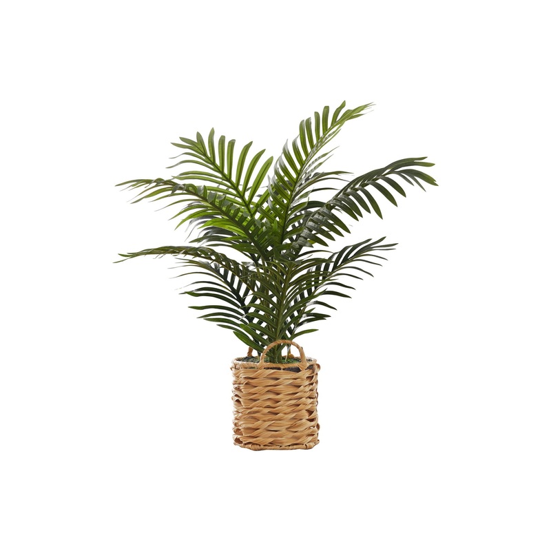 24" Tall, Artificial Plant, Palm, Indoor, Faux, Fake, Table, Floor, Greenery, Potted, Real Touch, Decorative - Green / Beige