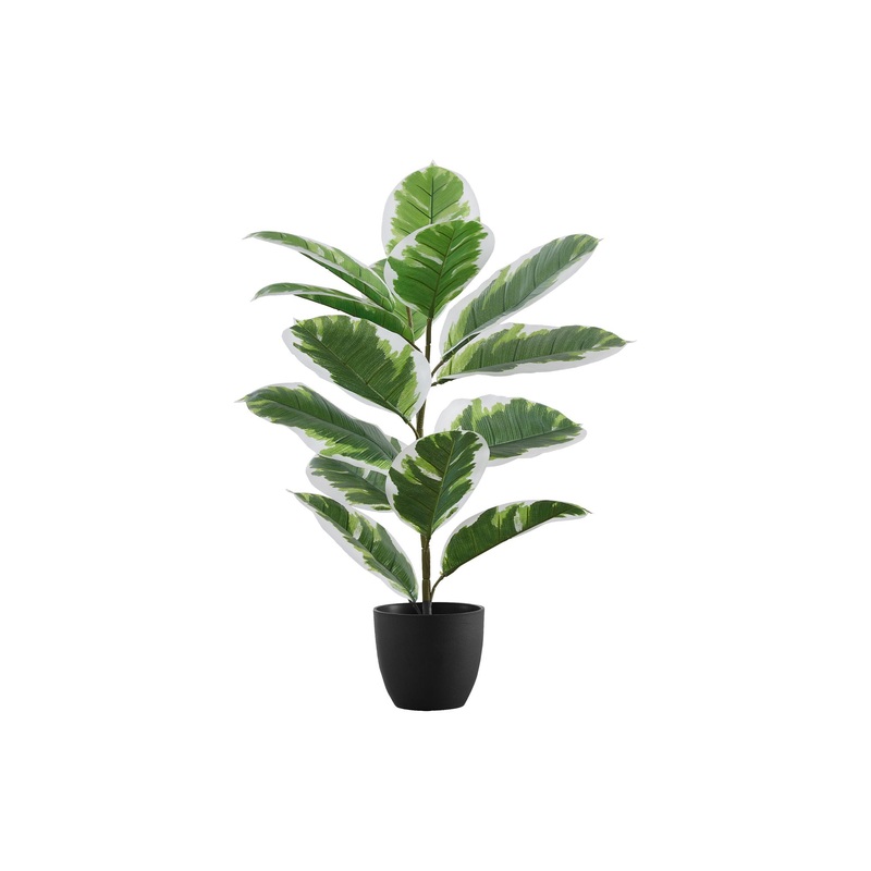 27" Tall, Artificial Plant, Rubber, Indoor, Faux, Fake, Table, Greenery, Potted, Real Touch, Decorative - Green / Black