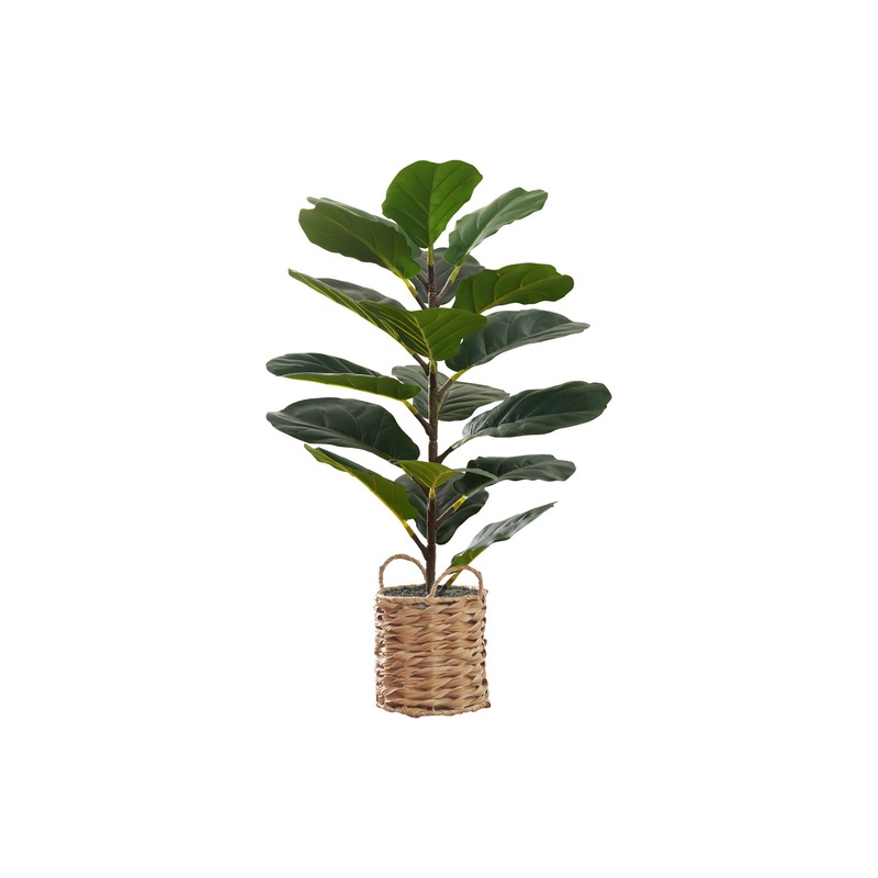 28" Tall, Artificial Plant, Fiddle Tree, Indoor, Faux, Fake, Floor, Greenery, Potted, Real Touch, Decorative - Green / Beige