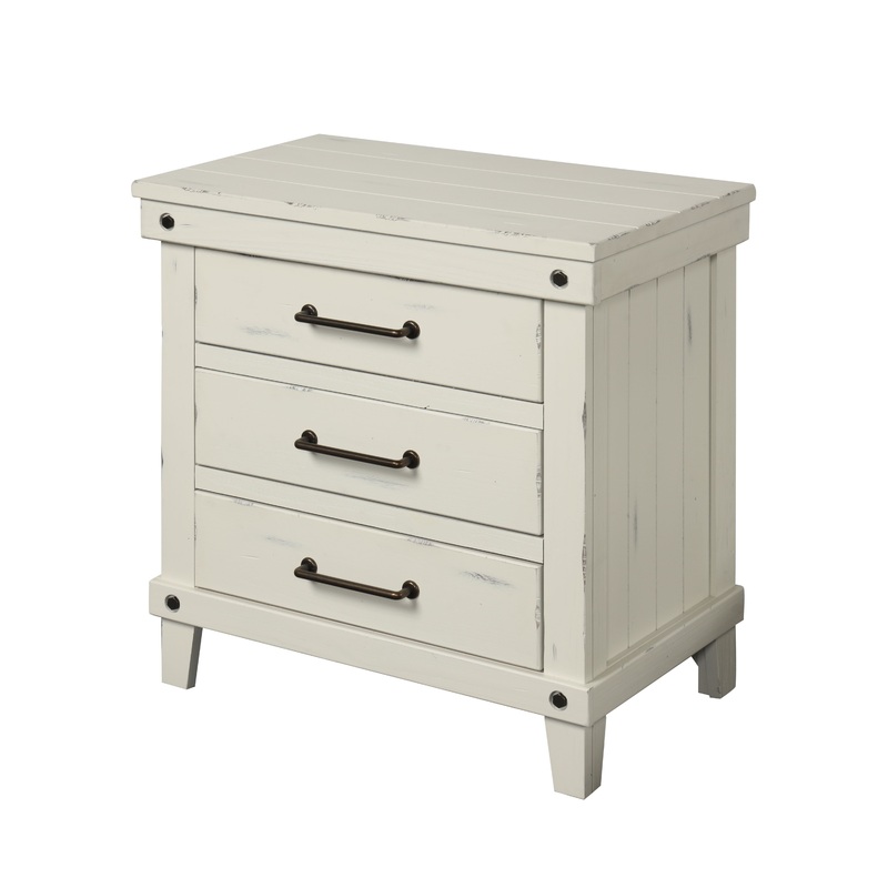 3 Drawer Elegant Nightstand - White