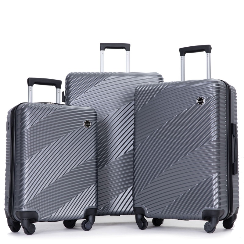 3 Piece Luggage Sets Lightweight Suitcase With Two Hooks, Spinner Wheels,