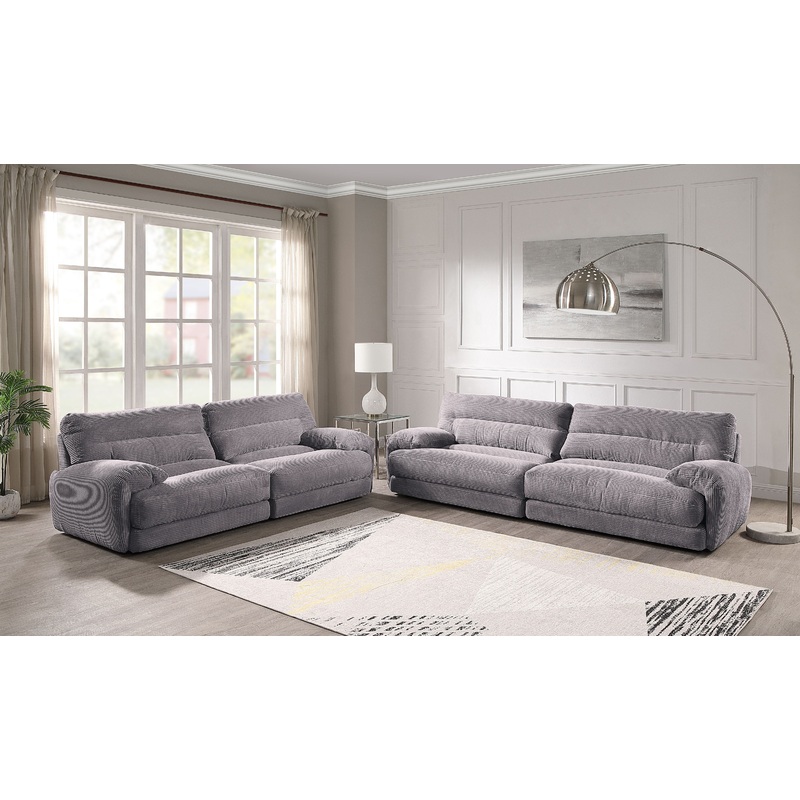 Cadenza - Corduroy 2 Piece Living Room Set - Gray