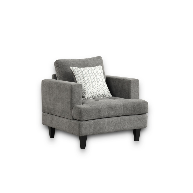 Callaway - Chenille Chair With Throw Pillow - Gray