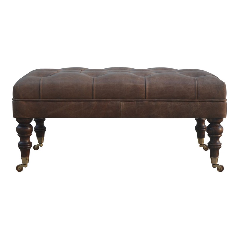 Buffalo - Artisan Furniture Leather Ottoman With Castor Legs