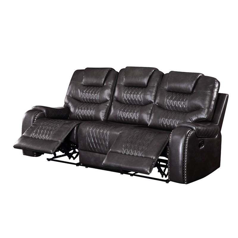 Braylon - Magnetite Synthetic Leather Manual Recliner Sofa - Brown
