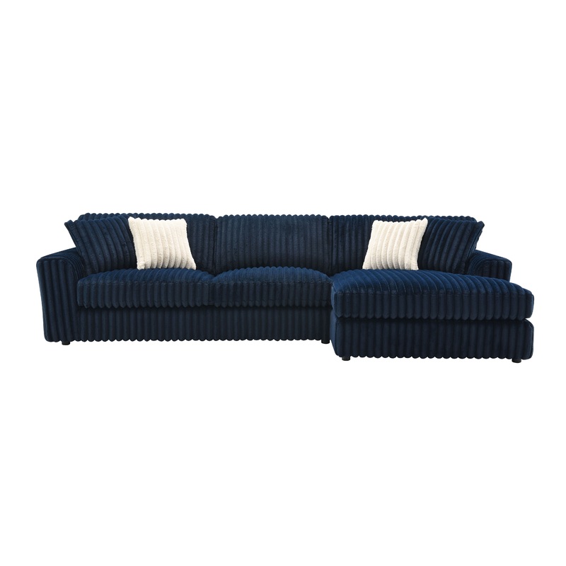 Breton - Sectional Sofa With 4 Pillows - Blue