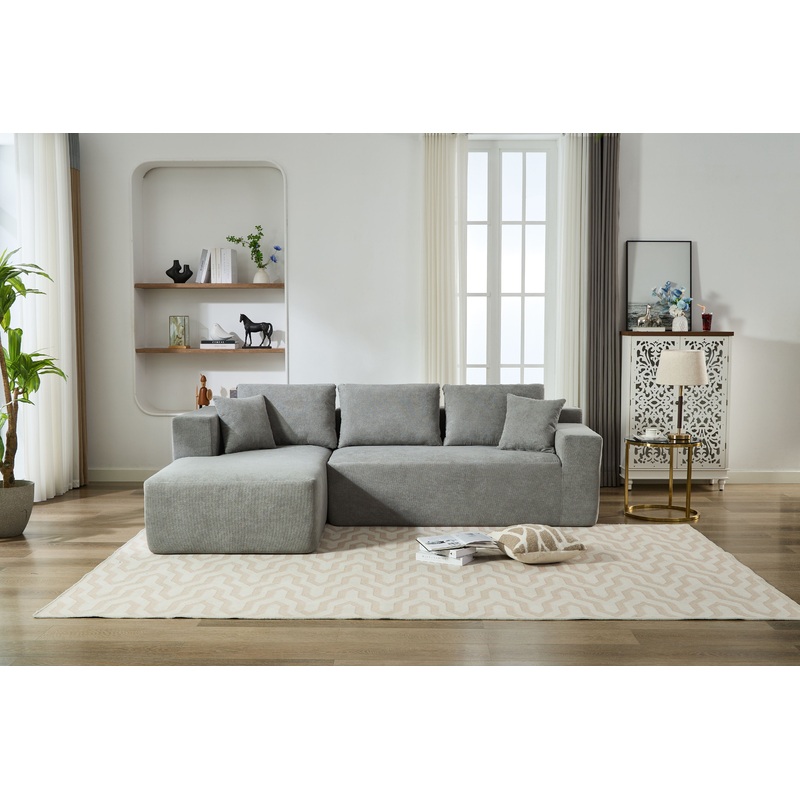 Beige Chenille Compressible Sofa - Gray