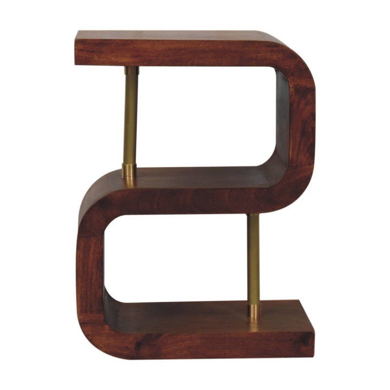 Artisan Furniture S Curve Brass Bedside Table - Dark Brown