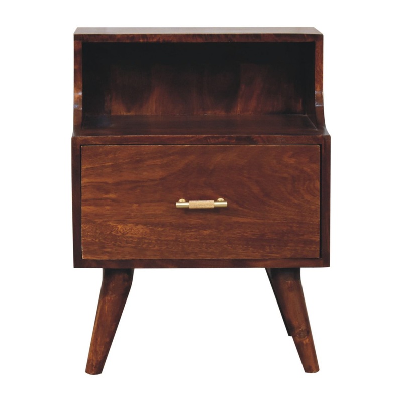 Artisan Furniture T Bar Raised Back Bedside Table - Chestnut
