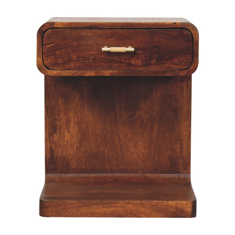 Artisan Furniture T Bar Rounded Bedside Table - Dark Brown