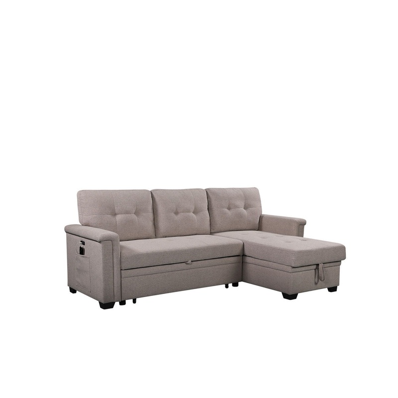 Ashlyn - Reversible Sleeper Sectional Sofa With Storage Chaise, USB Charging Ports And Pocket
