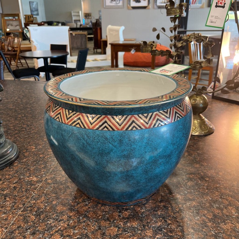 Asian Turquoise Painted Vase