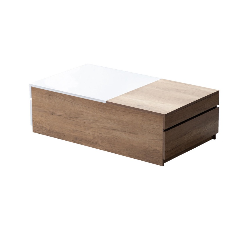 Arlo - Wood Finish Coffee Table With Hidden Compartments And 2 Drawers - Light Brown