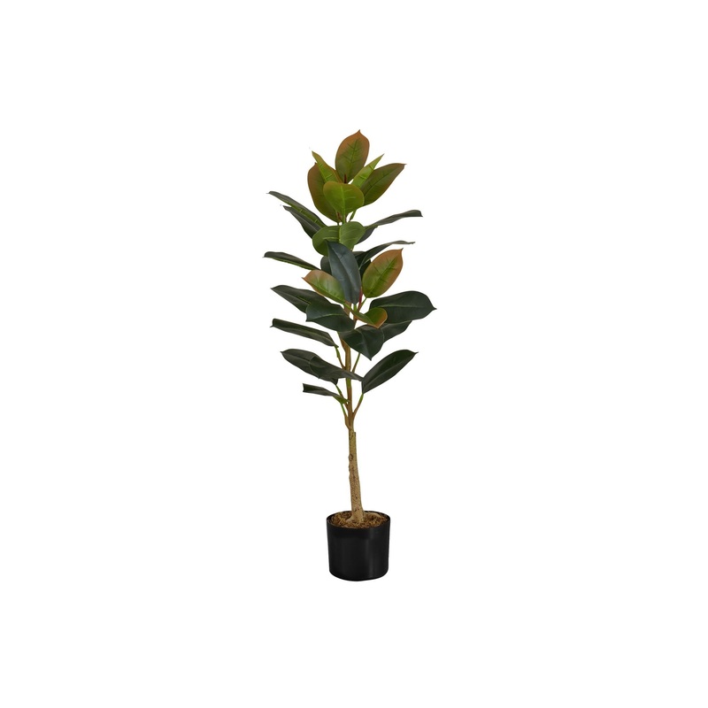 Artificial Plant, 40" Tall, Rubber Tree, Indoor, Faux, Fake, Floor, Greenery, Potted, Real Touch, Decorative - Green / Black