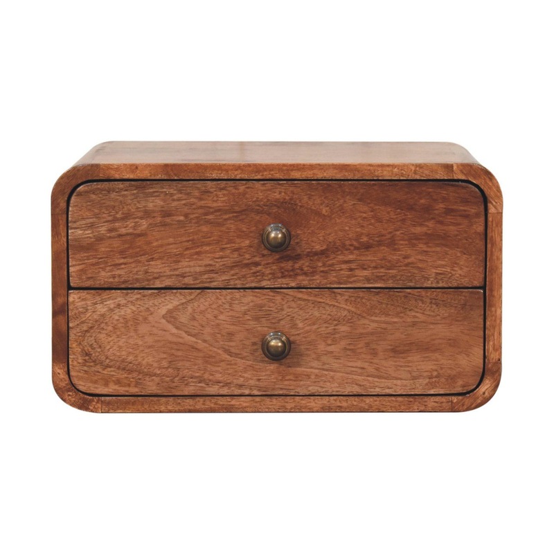 Artisan Furniture 2 Drawer Floating Bedside Table - Caramel