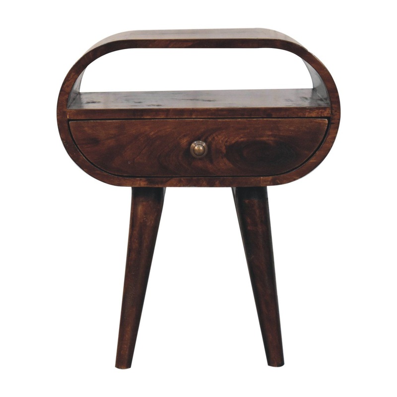 Artisan Furniture Circular Bedside Table With Open Slot - Walnut