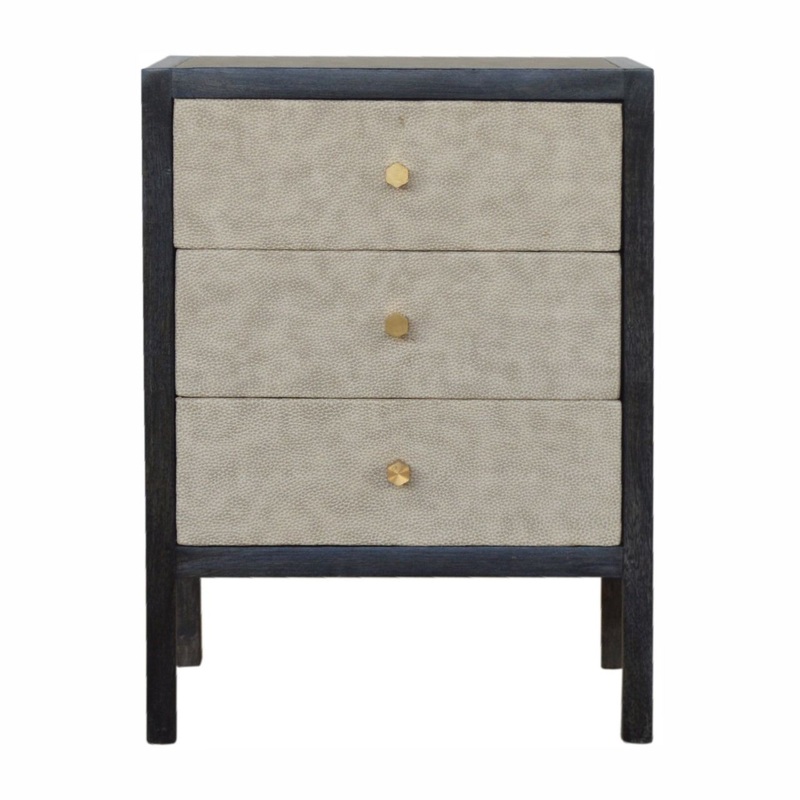Artisan Furniture Faux Leather Nightstand, 3 Drawer - Black