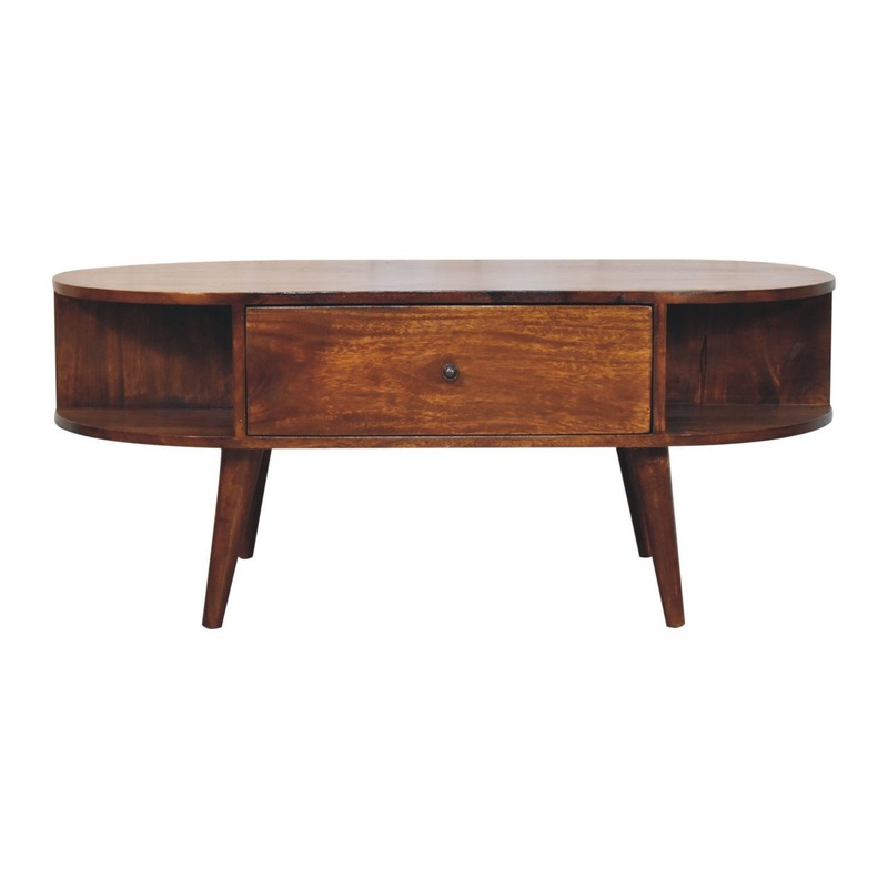 Artisan Furniture Oval Coffee Table With 1 Drawer - Chestnut