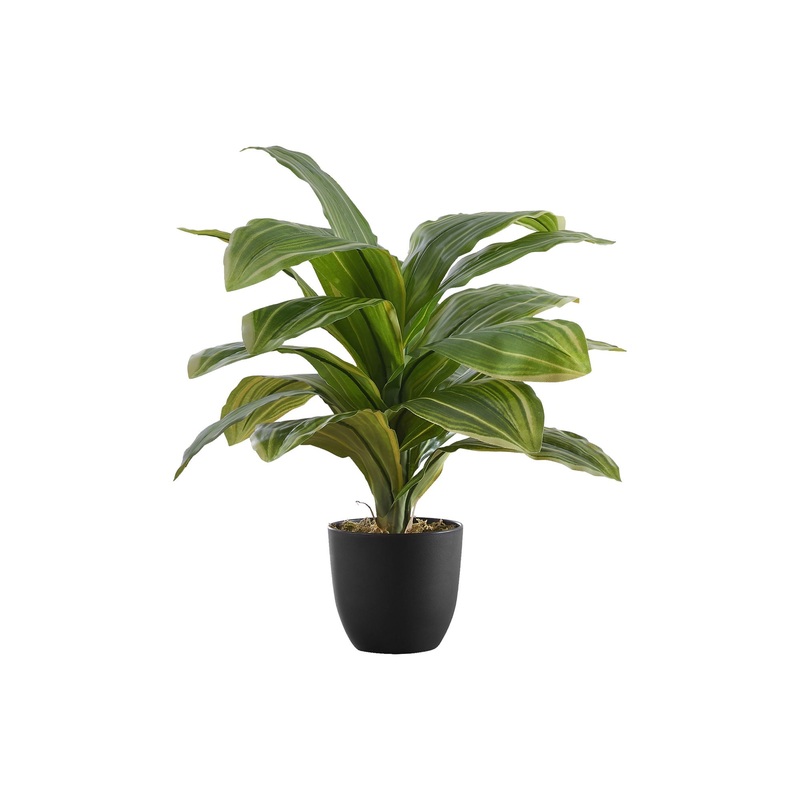 17" Tall, Artificial Plant, Dracaena, Indoor, Faux, Fake, Table, Greenery, Potted, Real Touch, Decorative - Green / Black