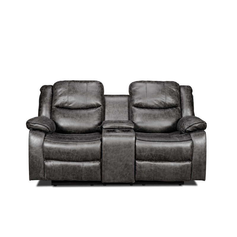 Mazin Furniture Causeuse inclinable Everett en tissu avec console 99849GRY-2C