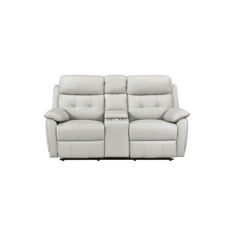 Mazin Furniture Causeuse inclinable motorise Oliver en cuir et aspect cuir avec console 99032PSVE-2C