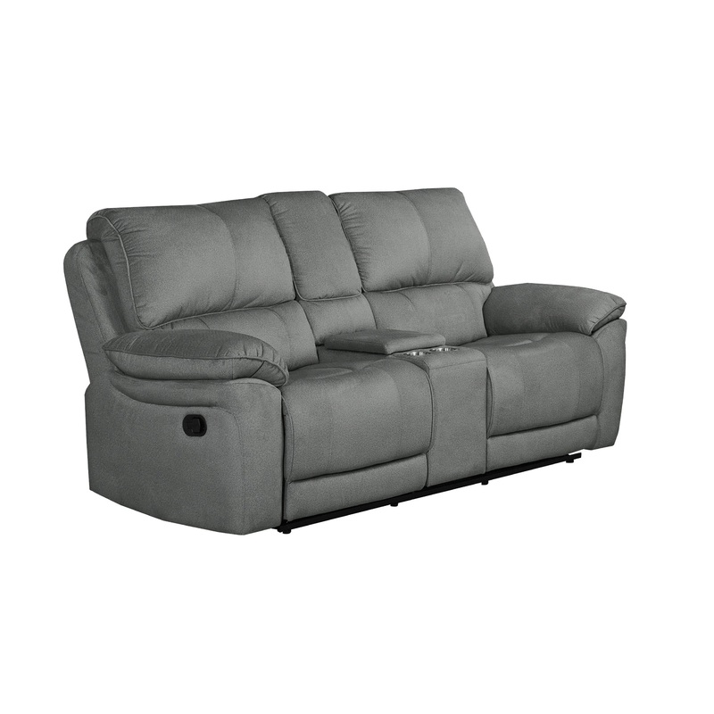 Mazin Furniture Causeuse inclinable Russka en tissu avec console 99031GY-2C
