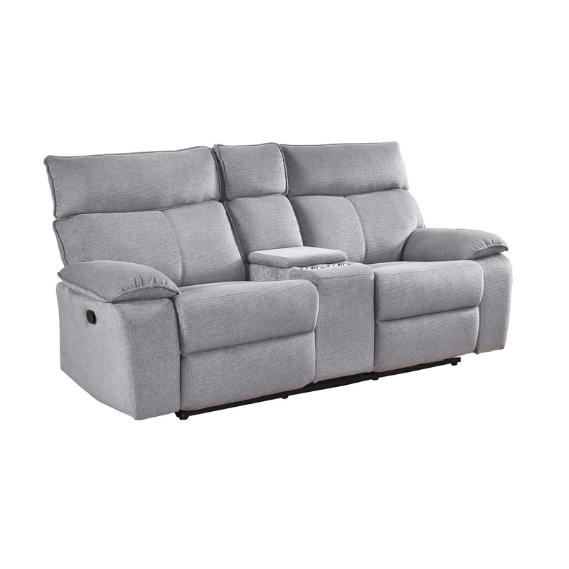 Mazin Furniture Causeuse inclinable Casper avec console 99077GRY-2C