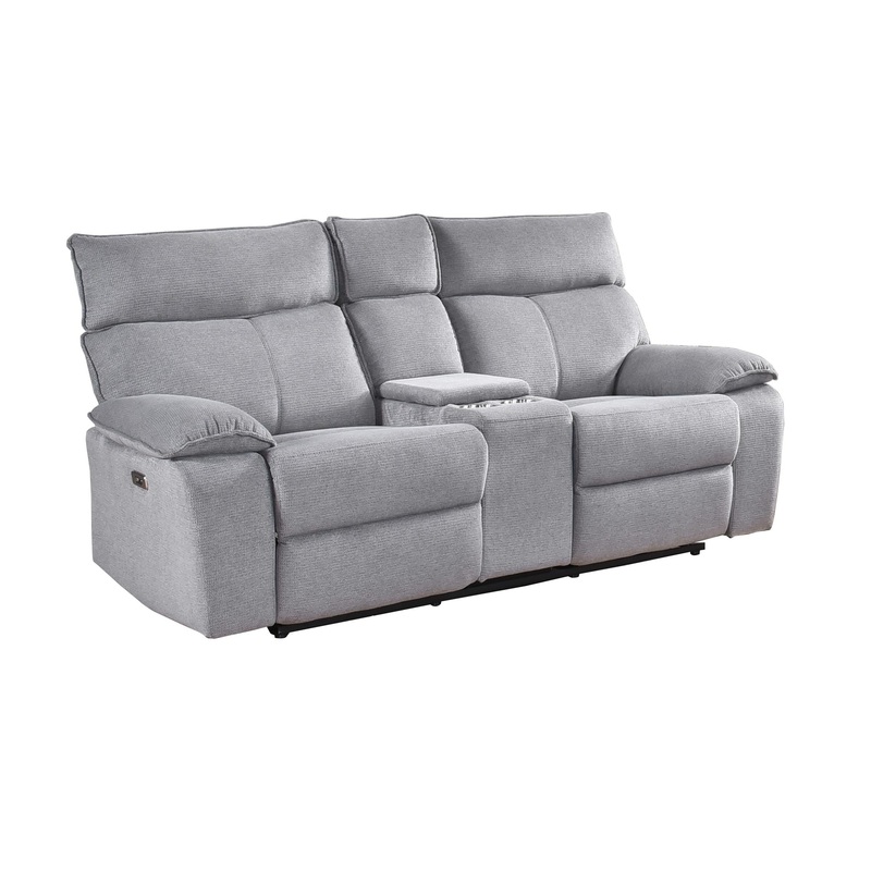 Mazin Furniture Causeuse inclinable motorise Casper avec console 99077P-GRY-2C