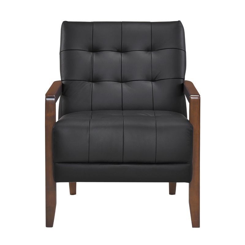 Mazin Furniture Fauteuil d'appoint fixe Crafton en cuir et aspect cuir 1010BLK-1