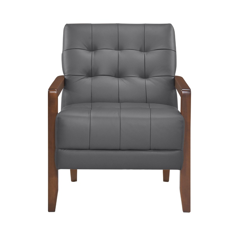 Mazin Furniture Fauteuil d'appoint fixe Crafton en cuir et aspect cuir 1010DGY-1