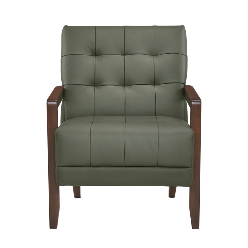 Mazin Furniture Fauteuil d'appoint fixe Crafton en cuir et aspect cuir 1010GRN-1