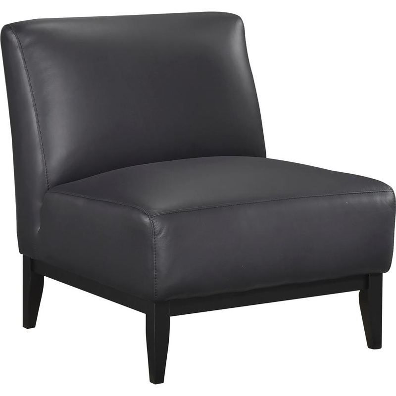 Mazin Furniture Fauteuil d'appoint fixe Houghton en cuir 1129BLK-1