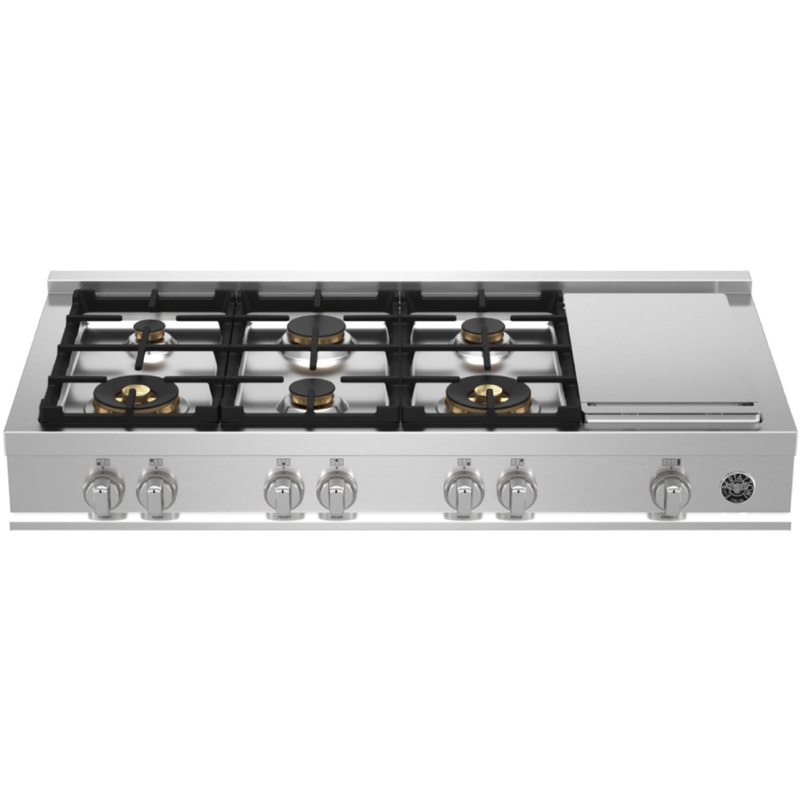 Bertazzoni Dessus de cuisinire encastre bi-nergie de 48 po. avec plaque chauffante lectrique MAST486GRTBXT