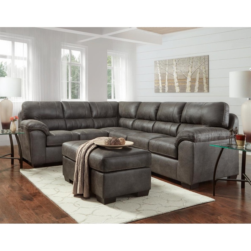 Affordable Furniture Mfg Mobilier modulaire 2-pices en tissu et aspect cuir 5651/5652
