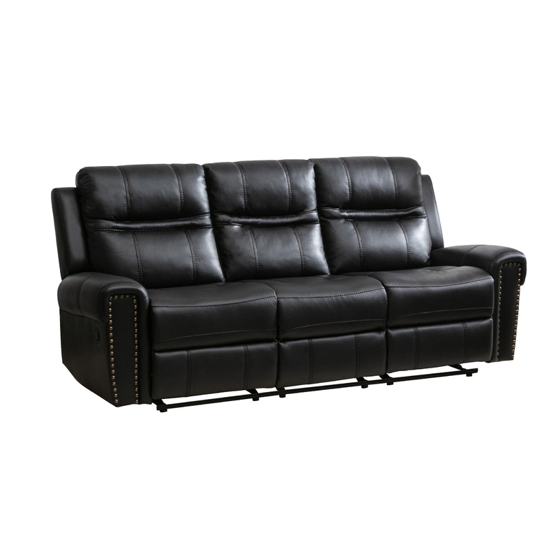 Mazin Furniture Canap inclinable motoris Emerson en cuir 99927BLK-3