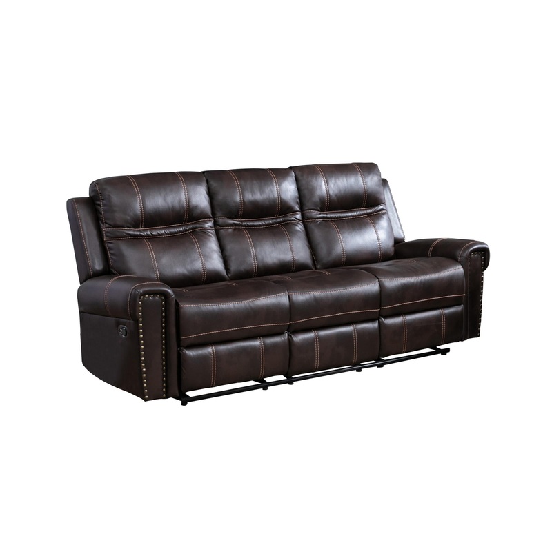 Mazin Furniture Canap inclinable motoris Emerson en cuir 99927BRW-3
