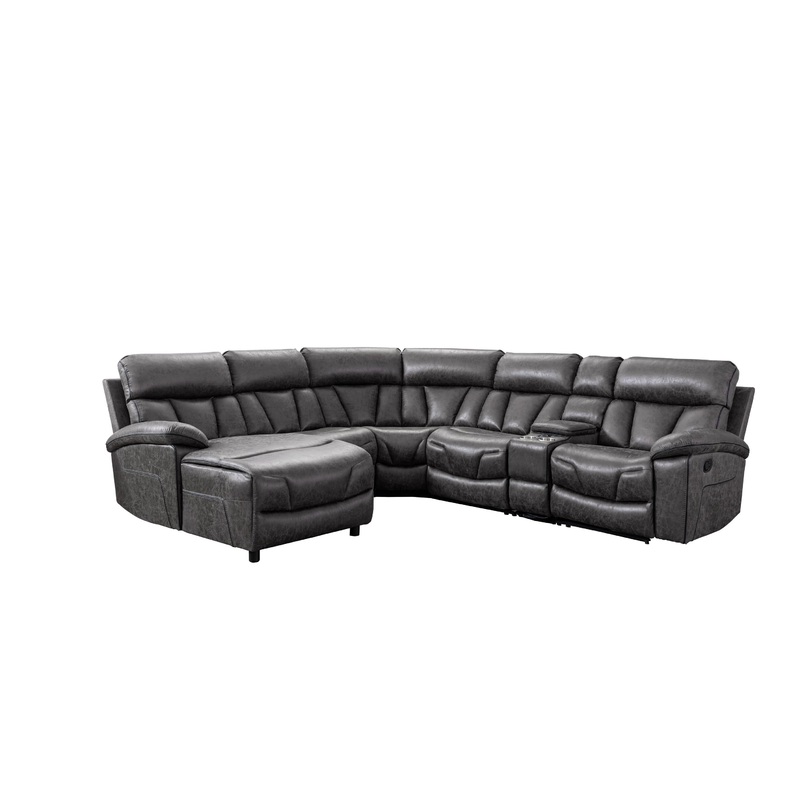 Mazin Furniture Mobilier modulaire 6-pices Newton inclinable en tissu 99931GRYSS6L