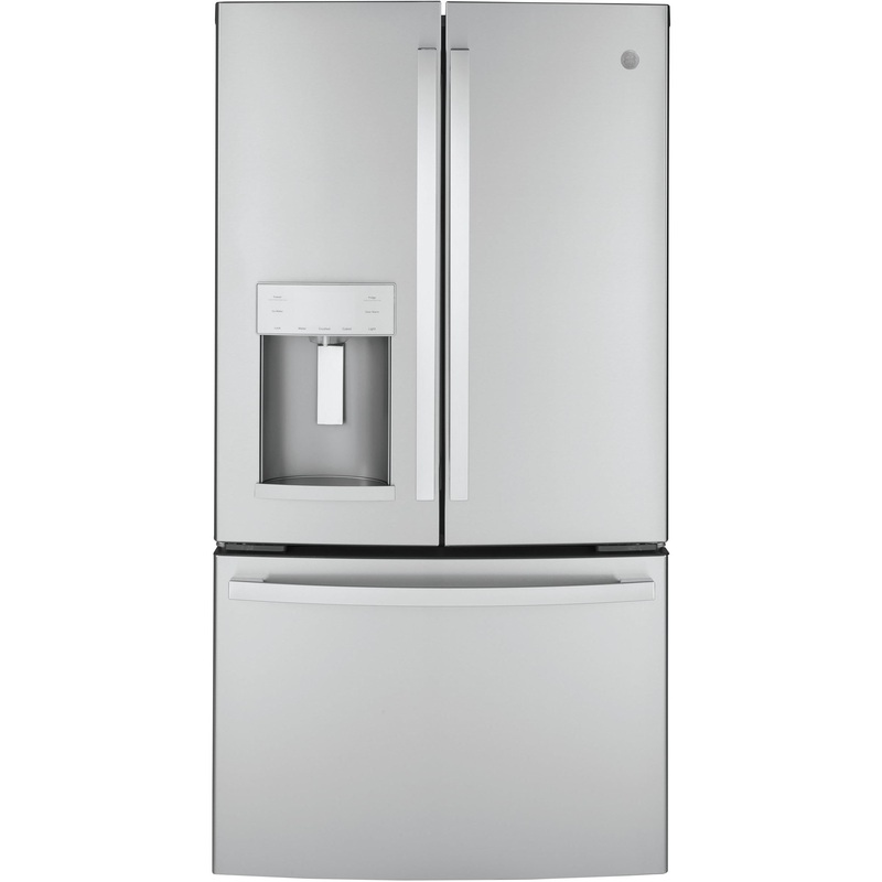 GE Rfrigrateur trois portes avec porte  deux battants  profondeur de comptoir de 36 po., 22,1 pi.cu. avec distributeur d'eau et de glaons externe GYE22GYNFS